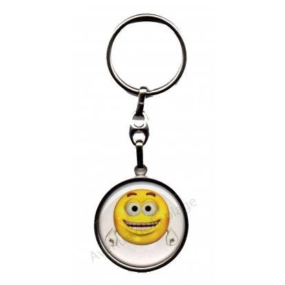 Porte clés métal émoticône heureux