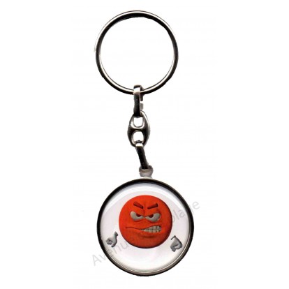 Porte clés métal émoticône furieux