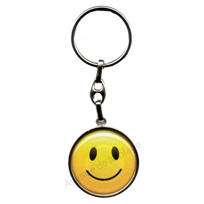 Porte clés métal émoticône sourire