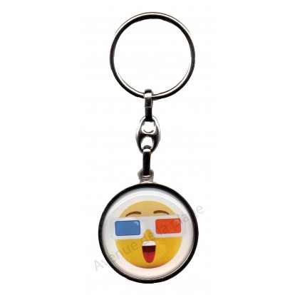 Porte clés métal émoticône drapeau français