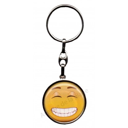 Porte clés métal émoticône grand sourire