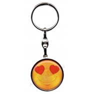 Porte clés métal émoticône amoureux
