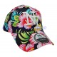 Casquette NY fleurie hibiscus visière arrondie