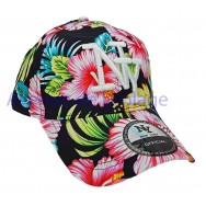 Casquette NY fleurie hibiscus visière arrondie