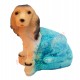 Statuette météo chien assis modèle B, bleu par beau temps.