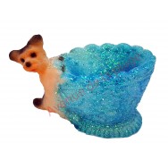 Statuette baromètre chiot accroché à un pot de fleur