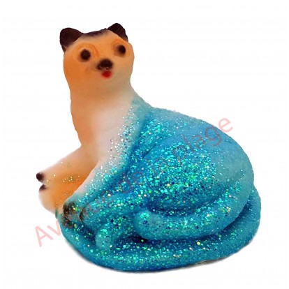 Sujet météo chat couché modèle B, bleu par beau temps.