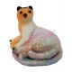 Sujet météo chat couché modèle B, rose par temps de pluie.