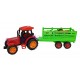 Tracteur rouge avec animaux de la ferme