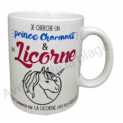 Mug humoristique "Prince charmant et licorne"