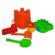Seau château de sable orange et accessoires de plage