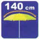 Parasol de plage anti UV rayé bleu et blanc marinière 140 cm.