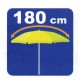 Parasol de plage anti UV rayé bleu et blanc marinière 180 cm.