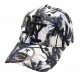 Casquette NY snapback palmiers visière arrondie, modèle B noir et blanc.