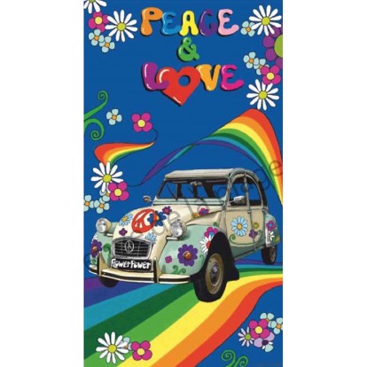 Serviette de plage 2 CV Peace and Love