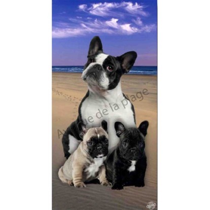 Serviette de plage bouledogues français