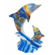Statuette dauphin et son petit paysage marin