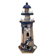 Phare marin en bois vieilli 26 cm