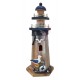 Phare marin en bois vieilli 26 cm mouette.