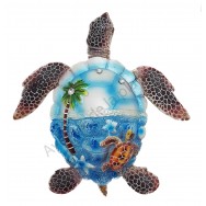 Tortue de mer palmiers et strass 15 cm à suspendre