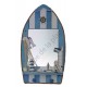 Miroir barque style marin avec mouette, filet, poissons.