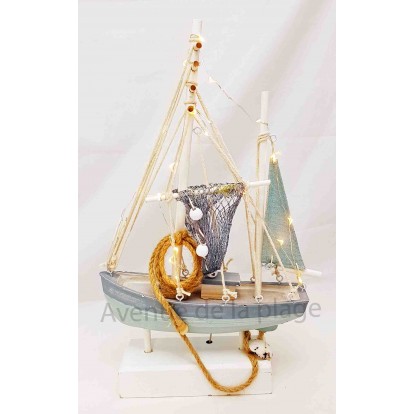 Voilier design lumineux en bois 31 cm