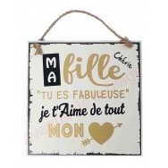 Plaque message "Ma fille chérie"